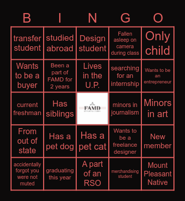 FAMD Bingo Card