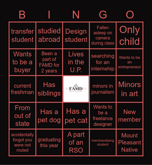 FAMD Bingo Card