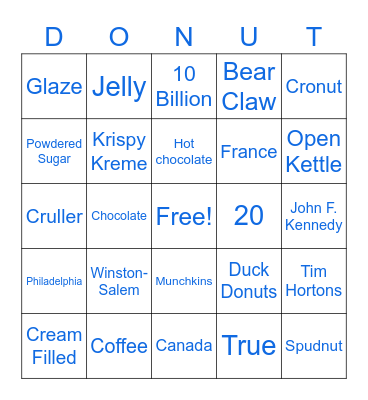 Donut Day 2021 Bingo Card