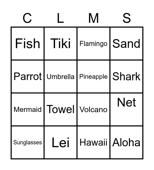 ALOHA Bingo Card