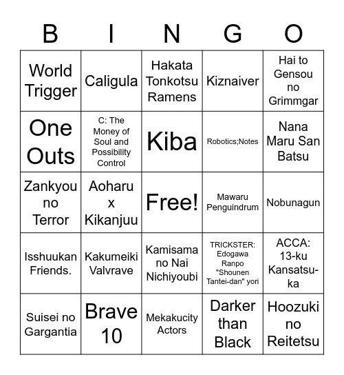 Monika's Anime (Hard Ver.) Bingo Card