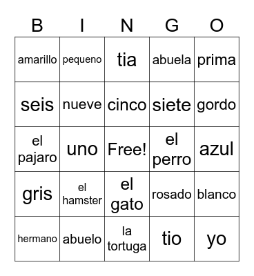 Unit 2 Bingo Card