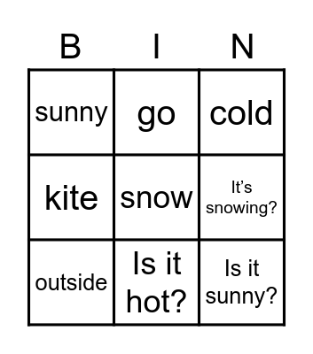 Weather (Chit Chat 2) Bingo Card
