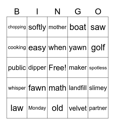 Cherry Hill-5 Bingo Card