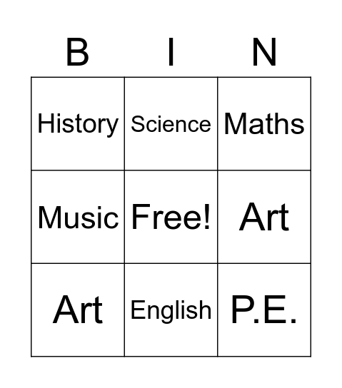 School (Chit Chat 2) Bingo Card