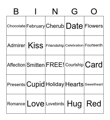 Valentine's Day Bingo Card