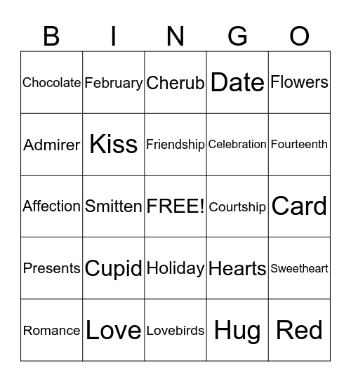 Valentine's Day Bingo Card