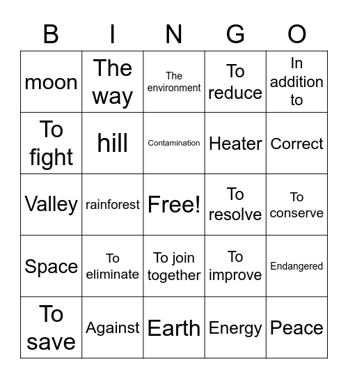 ¿Qué haremos para mejorar el mundo? Bingo Card