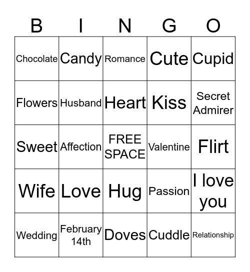 Romance Bingo Card