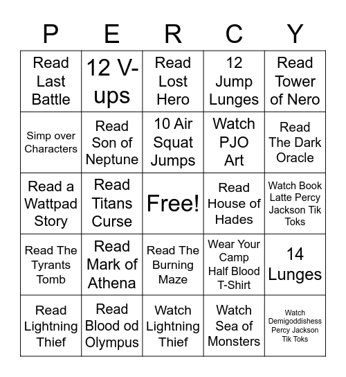 Percy Bingo Card