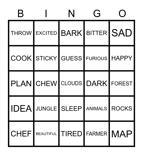 STORY VOCAB Bingo Card