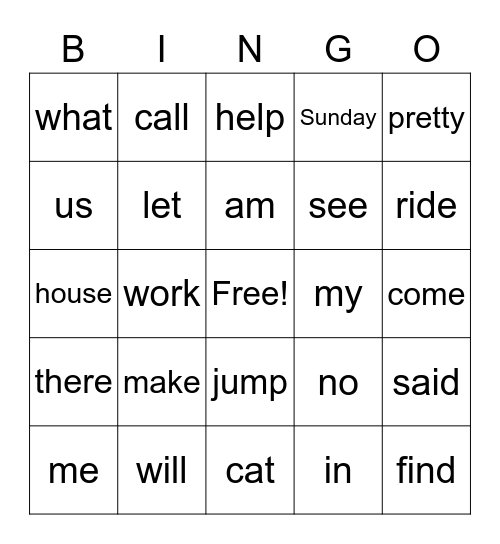 Sight Words Weeks 6-10 Bingo Card