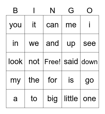 Valentines Sight Word Bing Bingo Card