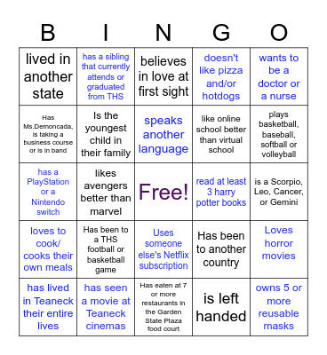 Peer Leadership p.8 Bingo Card