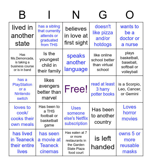 Peer Leadership p.8 Bingo Card