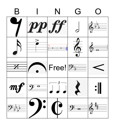 Musical Symbols Bingo Card