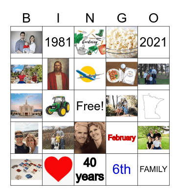 Happy 40th Anniversay!!! Bingo Card