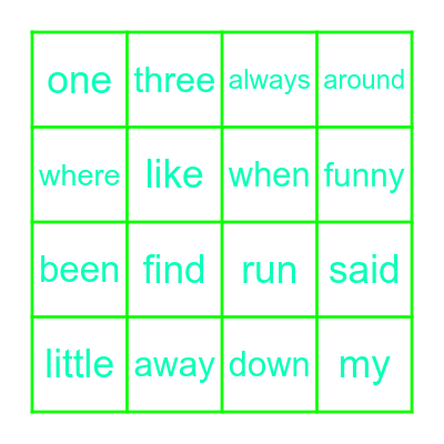 ADAN SIGHT WORD BINGO Card