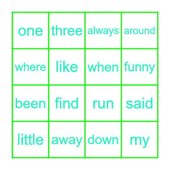ADAN SIGHT WORD BINGO Card