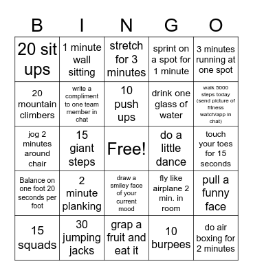 Active Bingo Card
