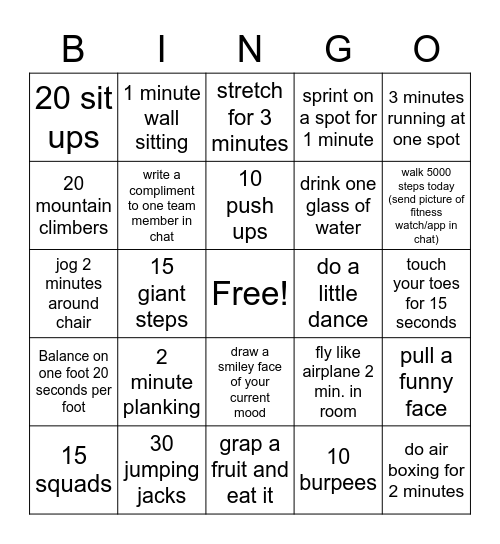 Active Bingo Card