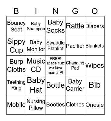Baby Girl P. Bingo!! Bingo Card