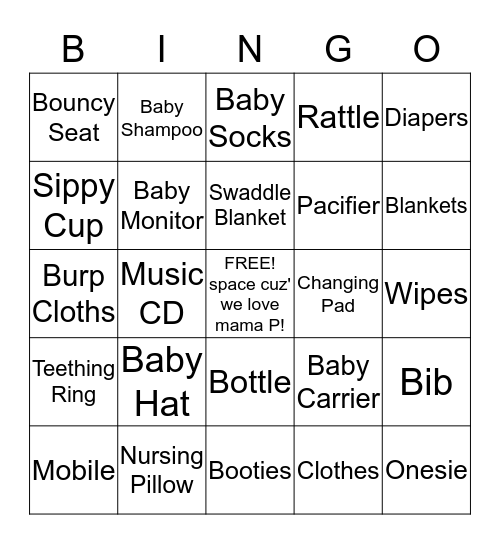 Baby Girl P. Bingo!! Bingo Card