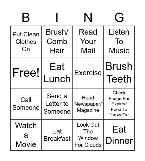 BINGO 1/27/21 Bingo Card