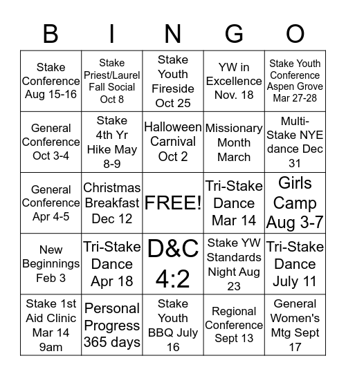 EMBARK Bingo Card