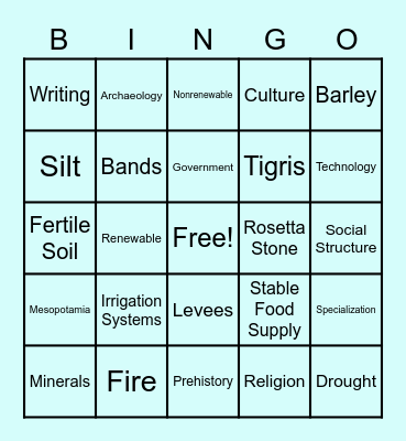 VOCAB REVIEW BINGO Card