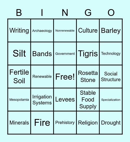 VOCAB REVIEW BINGO Card