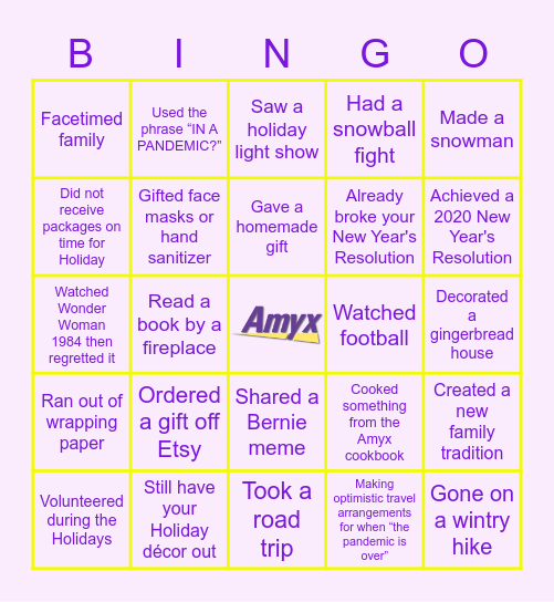 AMYX WINTER BINGO Card