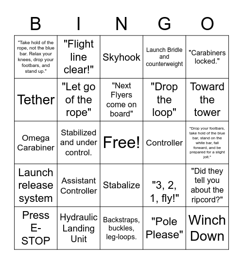 Rolling Boarding Bingo Card