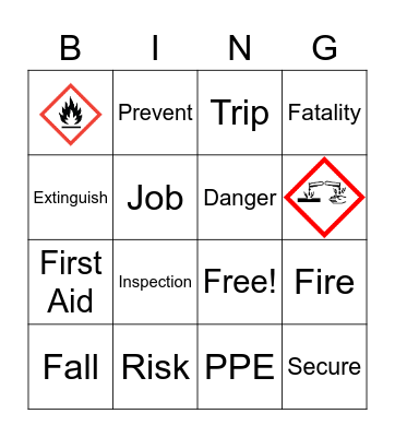 Health & Safety Bingo Card