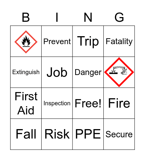 Health & Safety Bingo Card