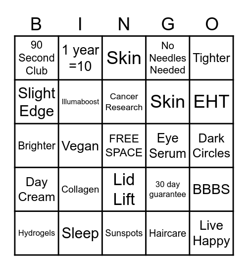 Neora Bingo Card