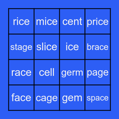 Soft C & G Bingo Card