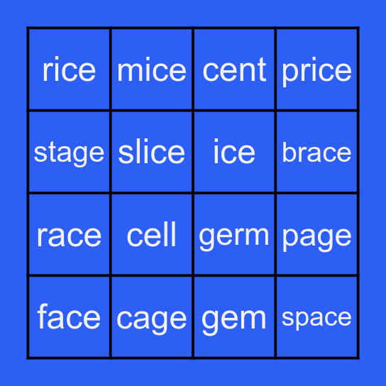 Soft C & G Bingo Card