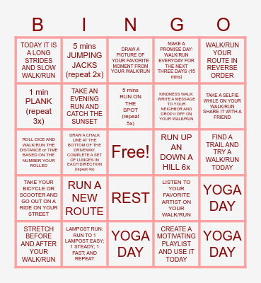 "WALK WITH ME!" BINGO - FEBRUARY 2021 Bingo Card