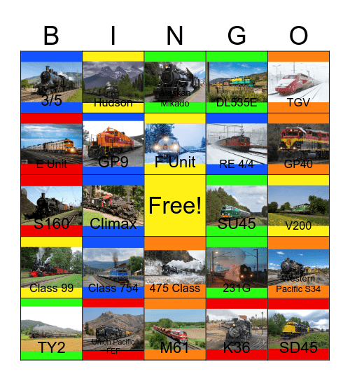 Railway Lines in North America & Continental Europe Bingo Card