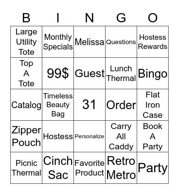 Thirty-One Bingo Card