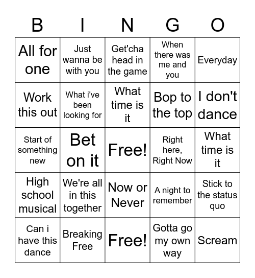 HSM 1 Bingo Card