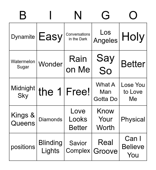 OSE Music Bingo Card