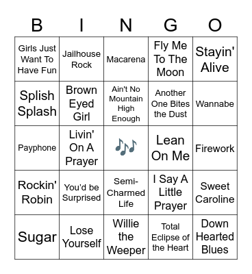 Songs Through the Decades Bingo Card