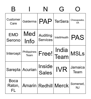 Conduent Bingo Card