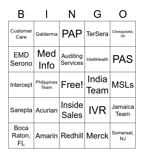 Conduent Bingo Card