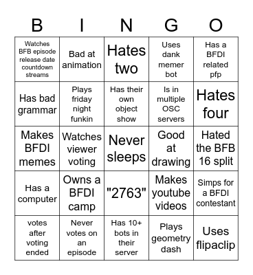 OSC Member Bingo Card