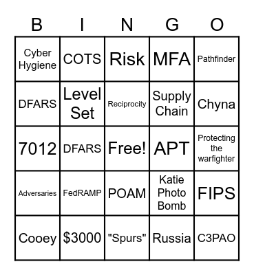 CMMC Town Hall Bingo Card