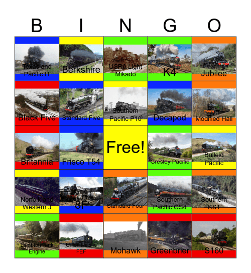 Smoking,Puffing and Hissing Steamies Bingo Card