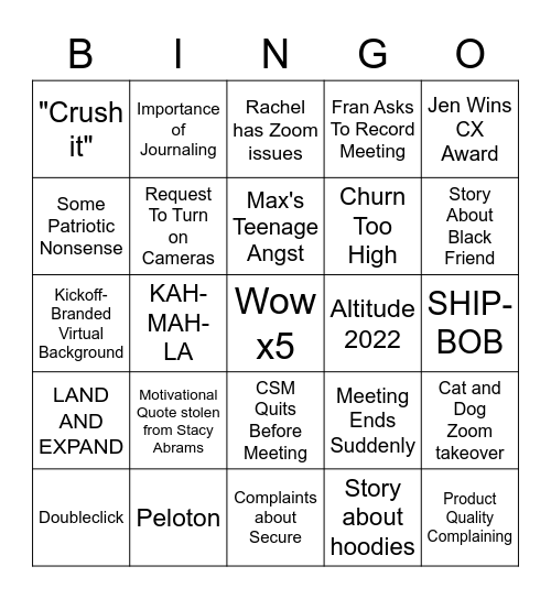 Looking Back, Facing Forward Bingo Card
